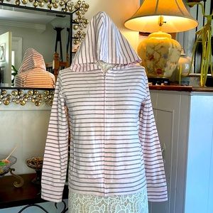 Ralph Lauren pink gray striped lightweight hoodie
